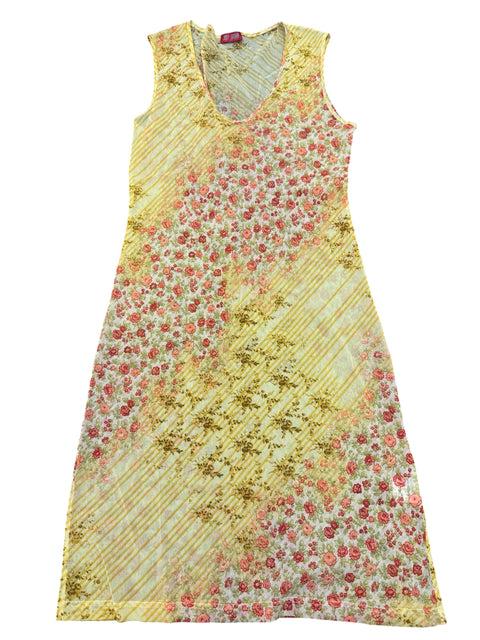 Judy Brown Yellow Mesh Red Floral Print Dress