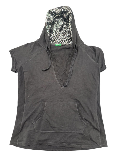 United Colors Of Benetton Black Sparkly Hoodie Top