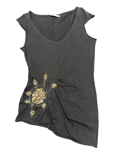 Max&Co Black Asymmetric Sun Sequin Top