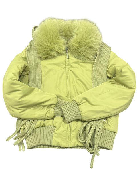 Luisa Spagnoli Green Knit Fur Bomber