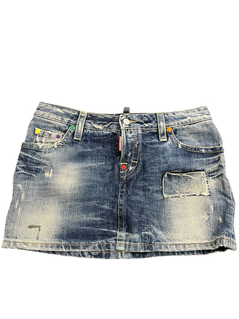 Dsquared Blue Denim Mini Skirt