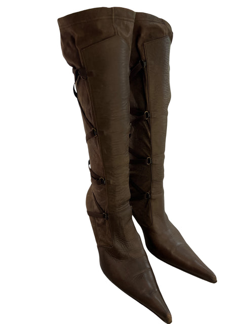 Vintage Brown Leather Lace Boots
