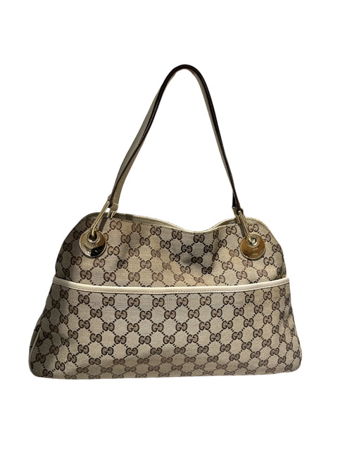Gucci GG Canvas Abbey Bag Beige Gold
