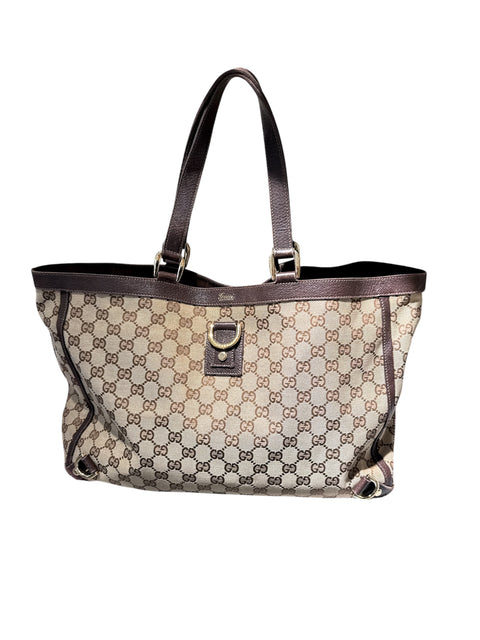 Gucci GG Canvas Hand Bag Beige Gold