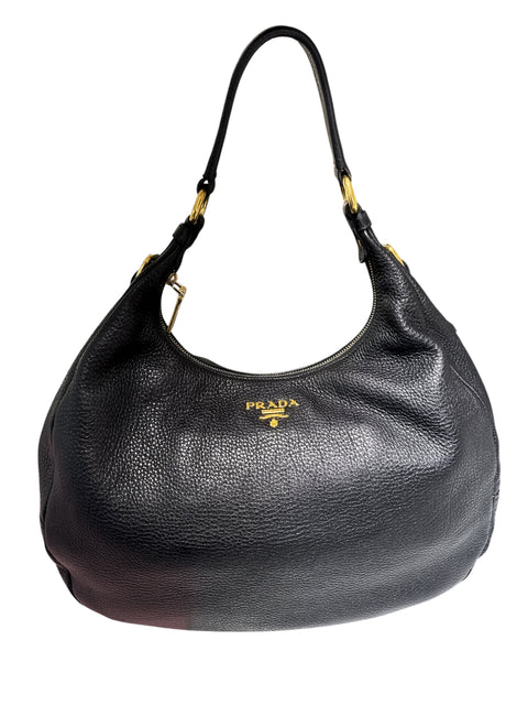 Prada Tote Bag Leather Black Gold