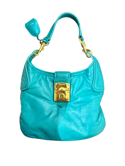 Miu Miu Hand Bag leather Green Gold