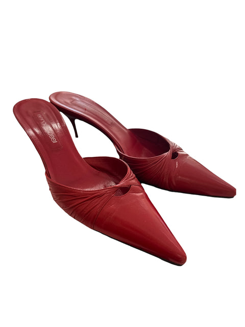 Sergio Rossi Red Leather Mules