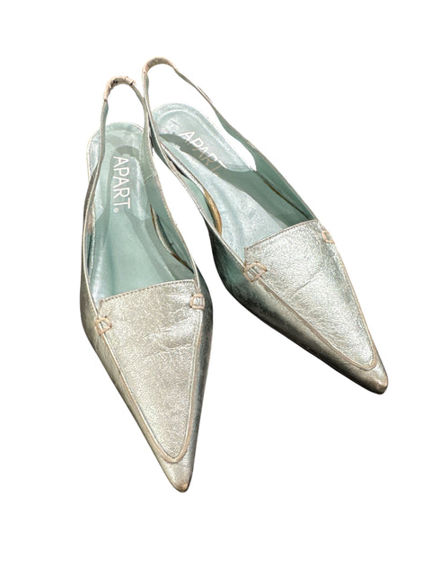 Appart Metallic Blue Kitten Heels