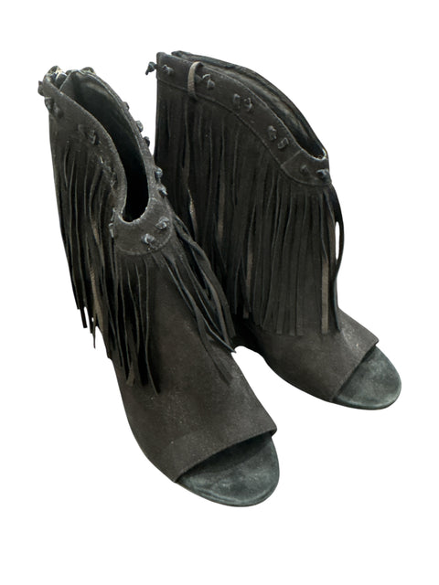 Ash Black Black Suede Fringe Boots