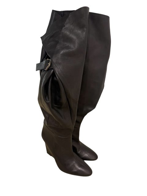 Vintage Black Wedge High Boots