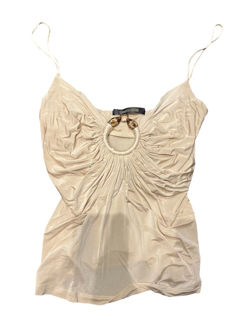 Roberto Cavalli Beige Snakes Jewelry Top