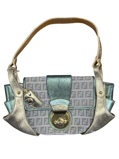 Fendi Green Gold Leather Bag