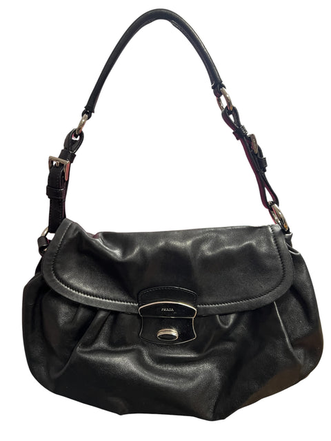 Prada Black Leather Buckle Bag