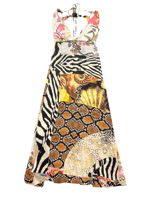 Roberto Cavalli Animal Print Backless Dress