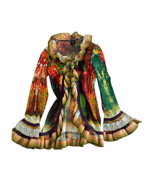 JPG Print Mesh Cardigan