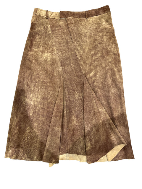 Coco Lacour Brown Suede Long Skirt