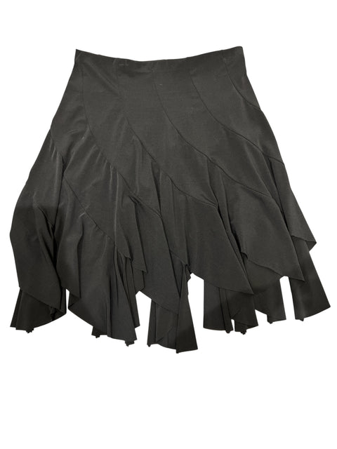 Vintage Black Fluid Asymmetric Skirt