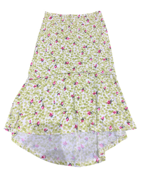 Parosh Green Pink Flower Long Skirt