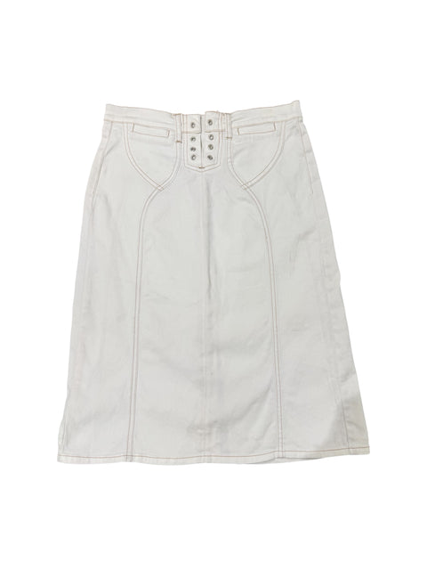 Jiggui White Mid Denim Skirt