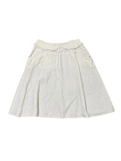 Flared White Linen Skirt