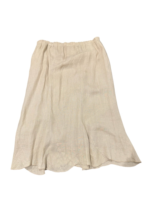 Vintage Beige Linen Mid Skirt