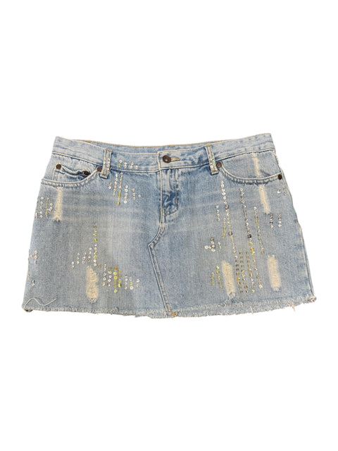 Denim Strass Mini Skirt