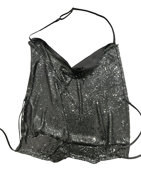 Vintage Black Chainmail Backless Top