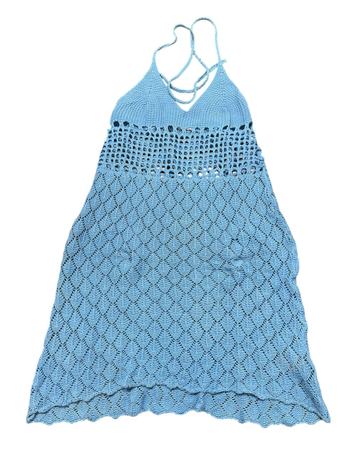 Gimaguas Blue Knit Backless Dress