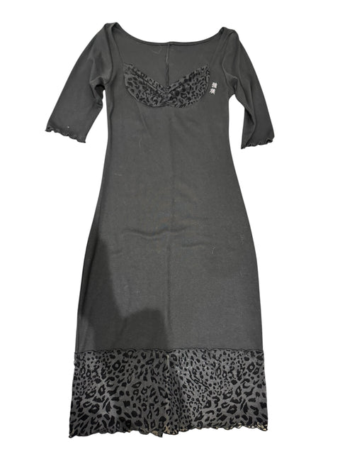Gang Young Black Leopard Mid Dress
