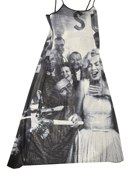 Vintage Black&White Print Mesh Dress