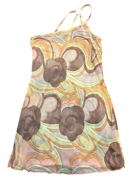 Yamamay Orange Print Mesh One Strap Dress