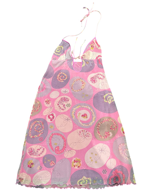 Nuvole Pink Mesh Cute Print Dress