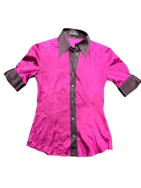 Dolce & Gabbana Fuschia Purple Satin Shirt T.40