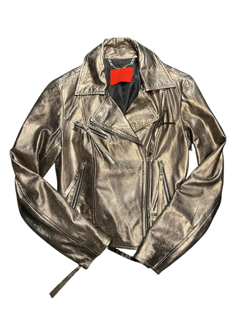 Max&Co Metal Gold Leather Perfecto Jacket