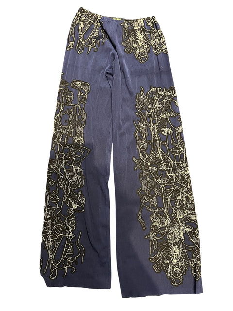 JPG Navy Blue Mesh Skeleton Print Pant