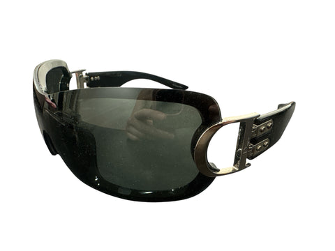 Dior Black Silver Big D Mask Sunglasses