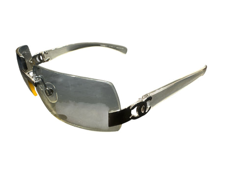 Chanel Blue Silver Transparent Temple Sunglasses