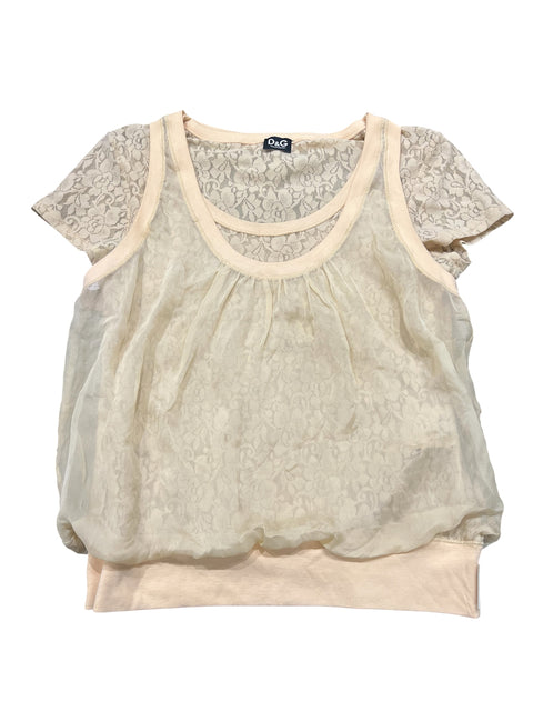 Dolce & Gabbana Beige Silk Double Layer Top