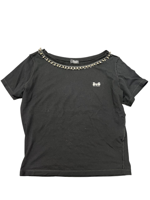 Dolce & Gabbana Black Nail Neck T-Shirt