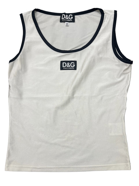 Dolce & Gabbana Silver Black Detail Tank Top