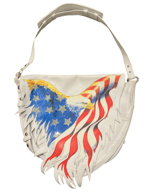 Giuseppe Zanotti White Leather American Eagle Bag