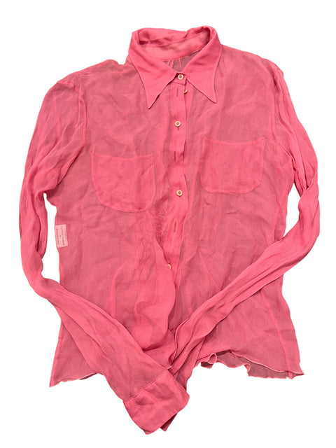 Alberta Ferretti Pink Silk Transparent Shirt