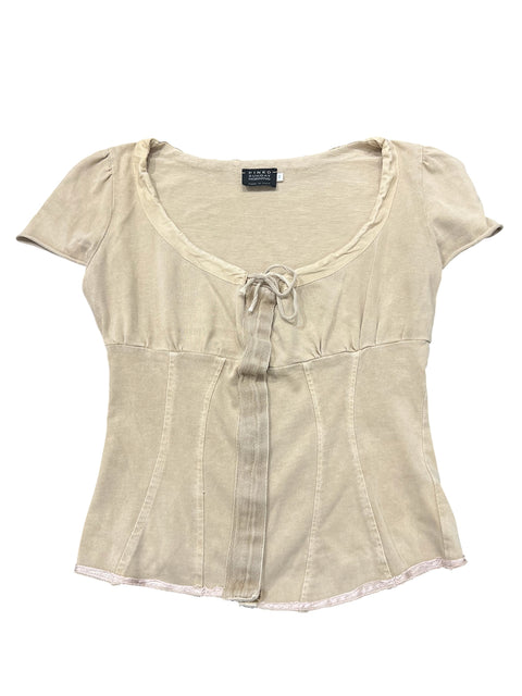 Pinko Beige Cotton Corset T-Shirt