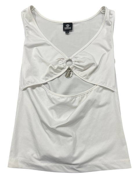 Versace White Front Detail Tank Top
