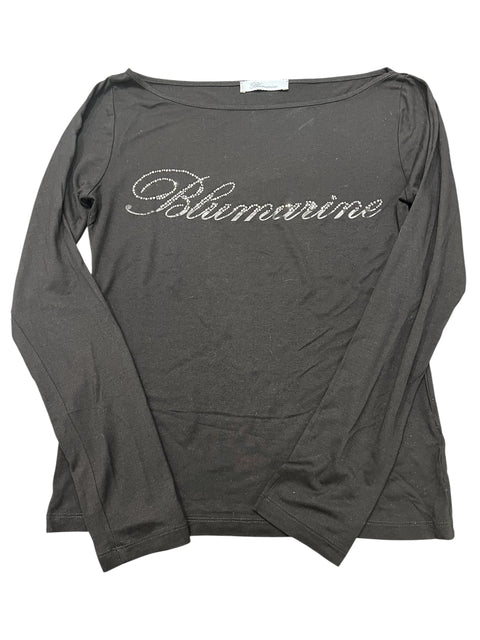 Blumarine Black Strass Long Sleeve
