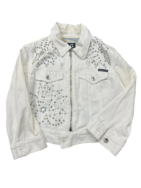 Dolce& Gabbana White Nail Diamond Crop Jacket