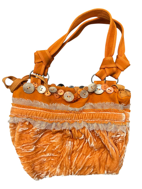 Plein Sud Orange Velvet Button Bag
