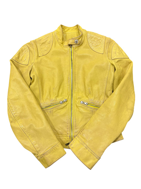 Dolce & Gabbana Yellow Leather Biker Jacket