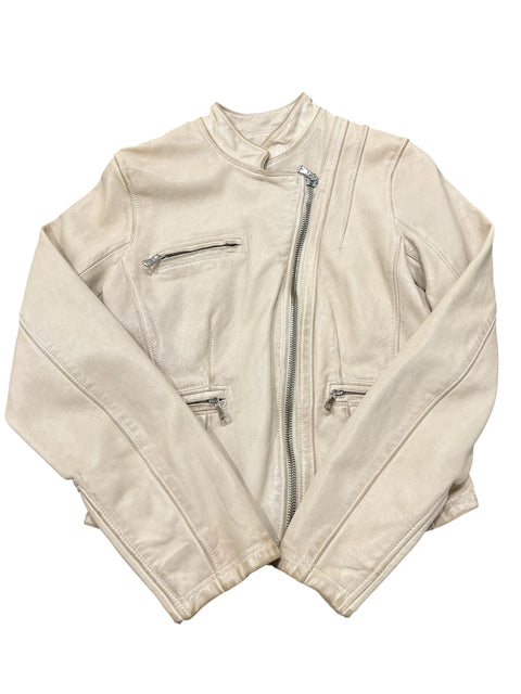 Dolce & Gabbana Ecru Leather Perfecto Jacket