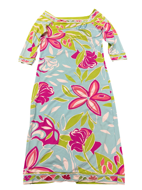 Blumarine Blue Pink Tropical Dress